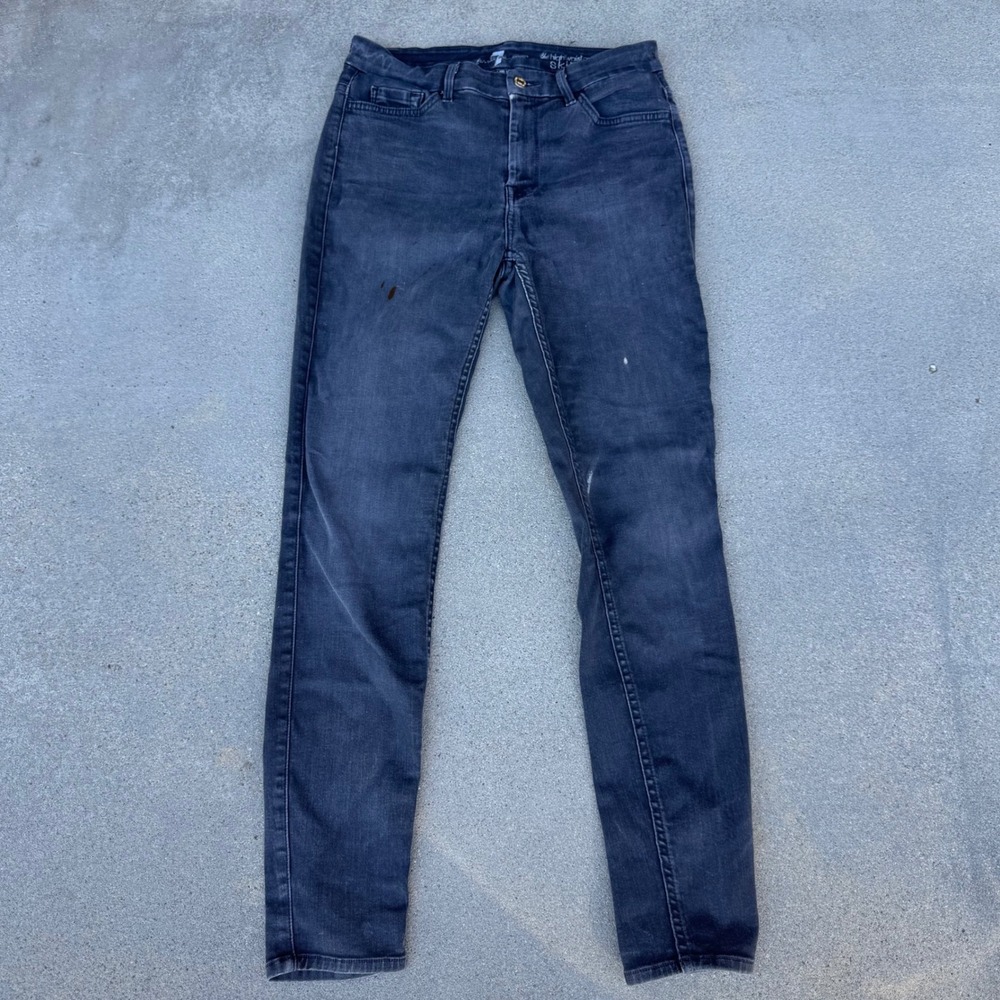 7 For All Mankind High Waist Ankle Skinny Jeans Faded Black Size 30